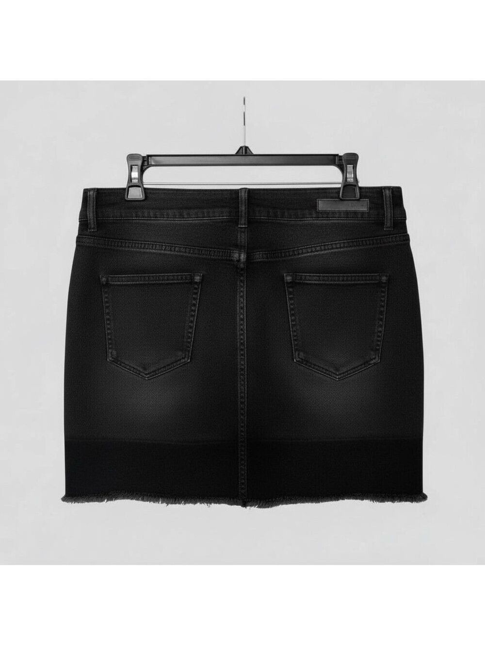 90s Black Mini Skirt O-Ring Metal Zip Denim M Whimsigoth Cyber Y2K Alt Grunge - Picture 4 of 11